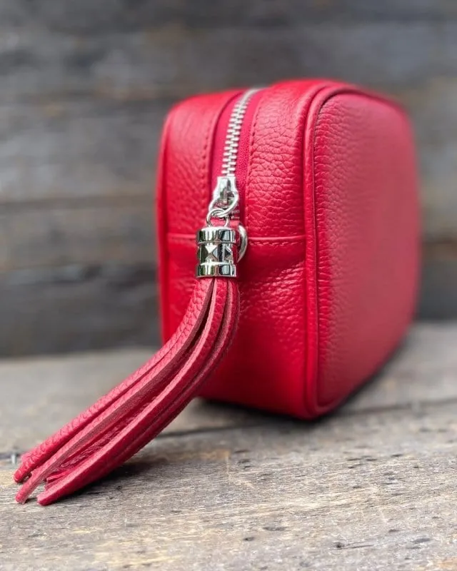 Leather Tassel Bag - Bright Red