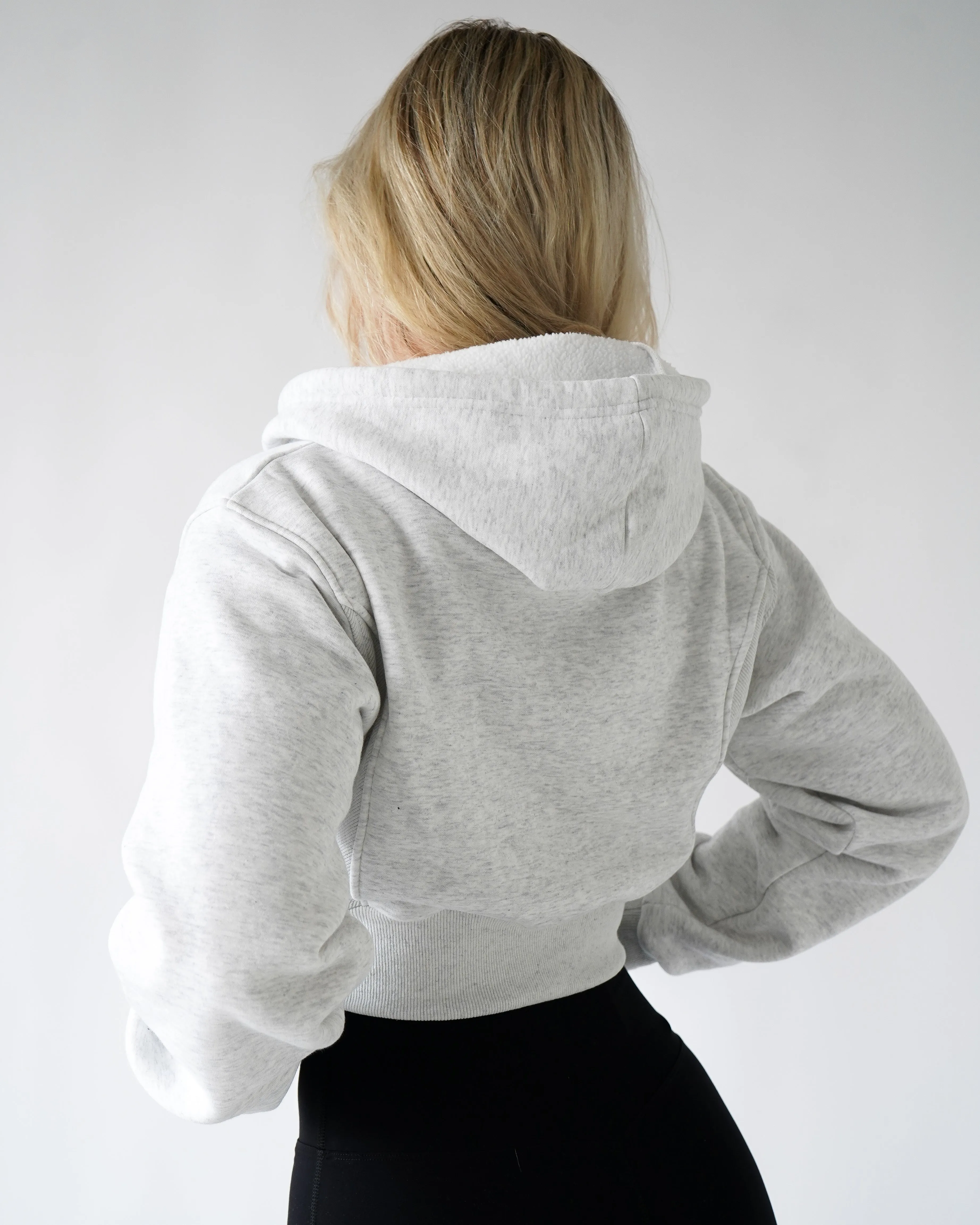 Lounge Cropped Zip-Up Hoodie - Heather Gray