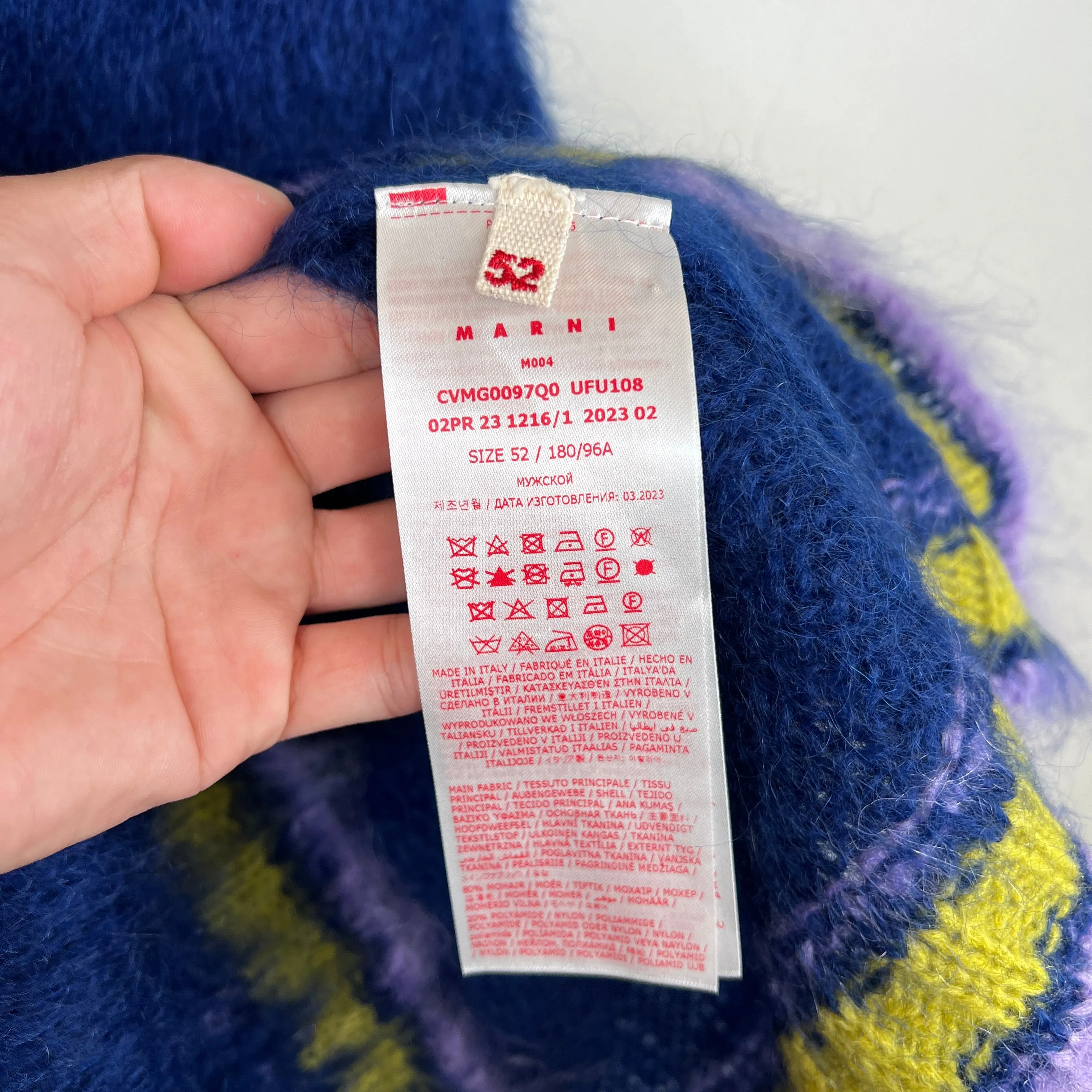 Marni Blue V-Neck Mohair Sweater