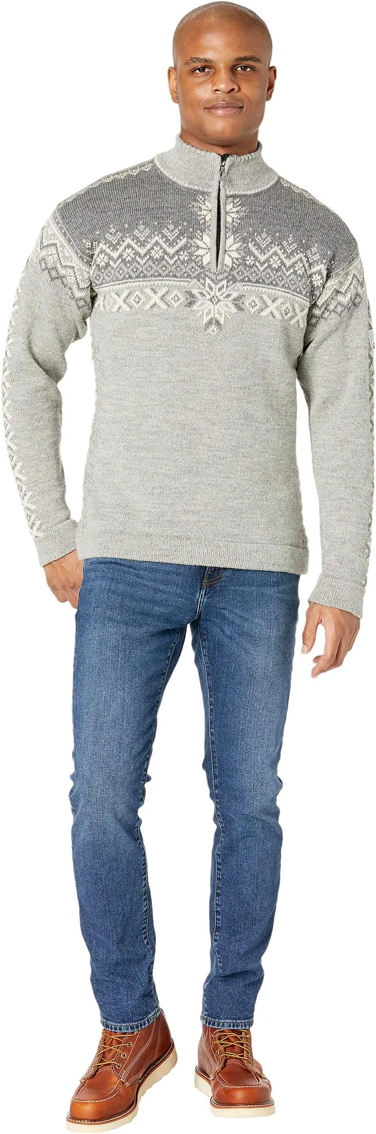 Men's Dale of Norway 140th Anniversary Sweater, Light Charcoal/Smoke/Off-White