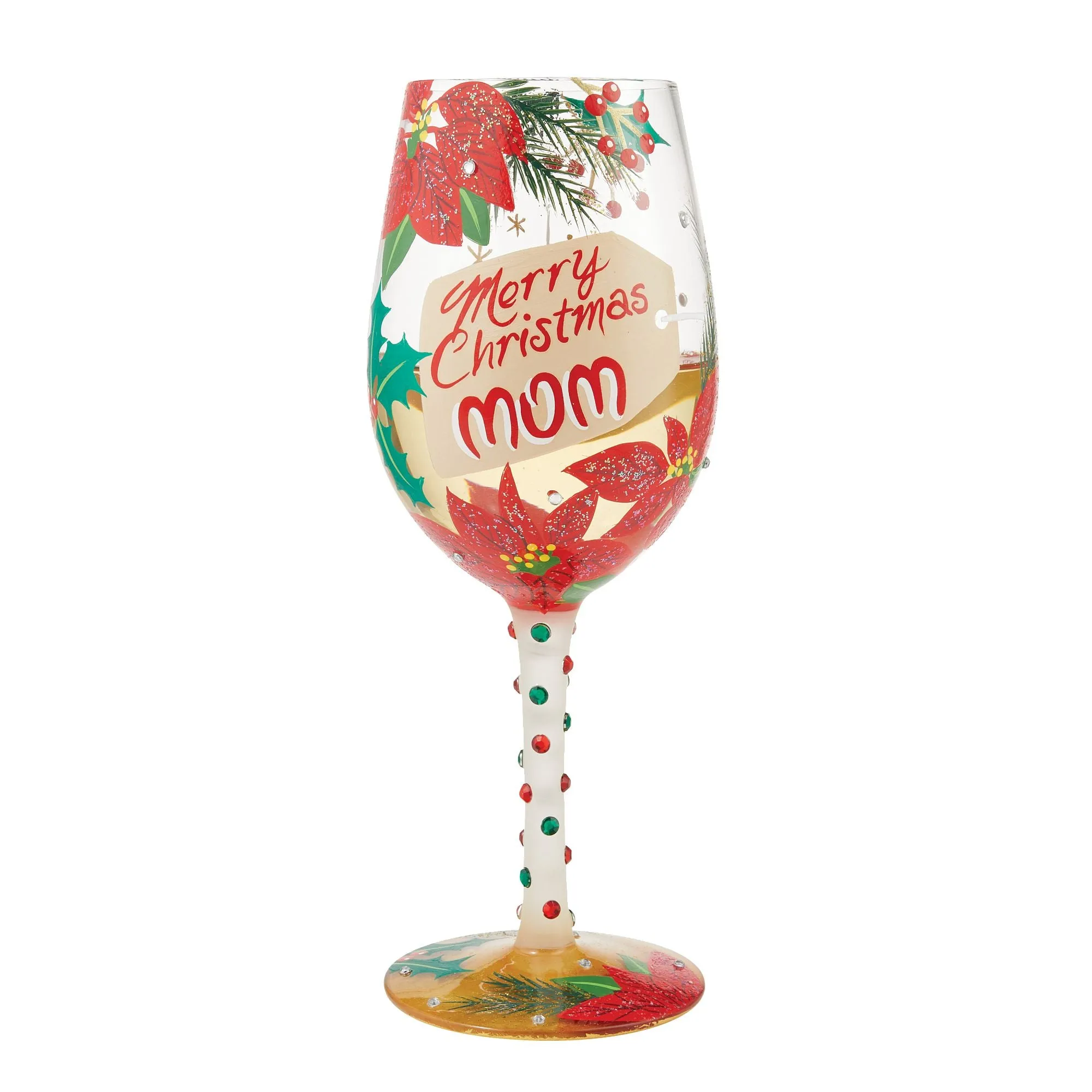 Merry Christmas Hand Painted wine glass