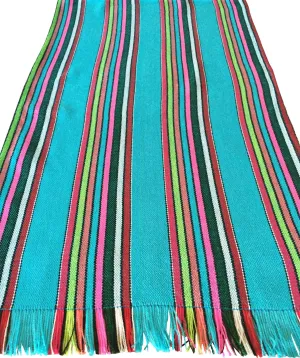 Mexican Fabric Table Runner - Teal Stripes