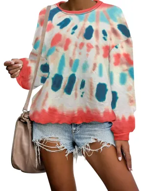 Multicolor Tie-Dye Drop Shoulder Pullover Sweater