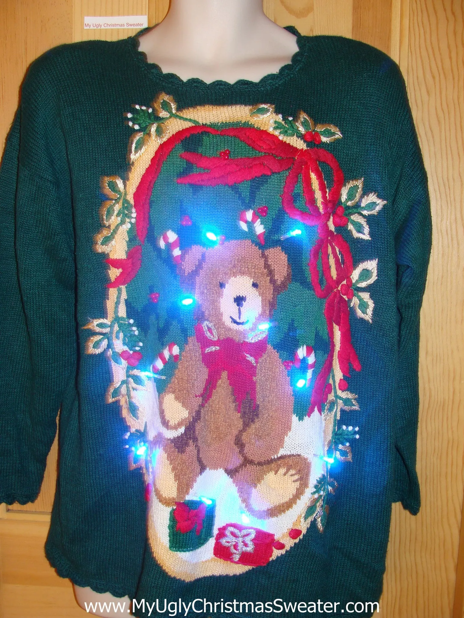 Need to Buy Christmas Sweaters? 80s Bear and Bows Light Up Sweater