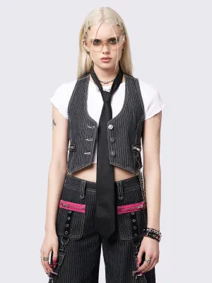 Rebellious Pinstripe Denim Waistcoat