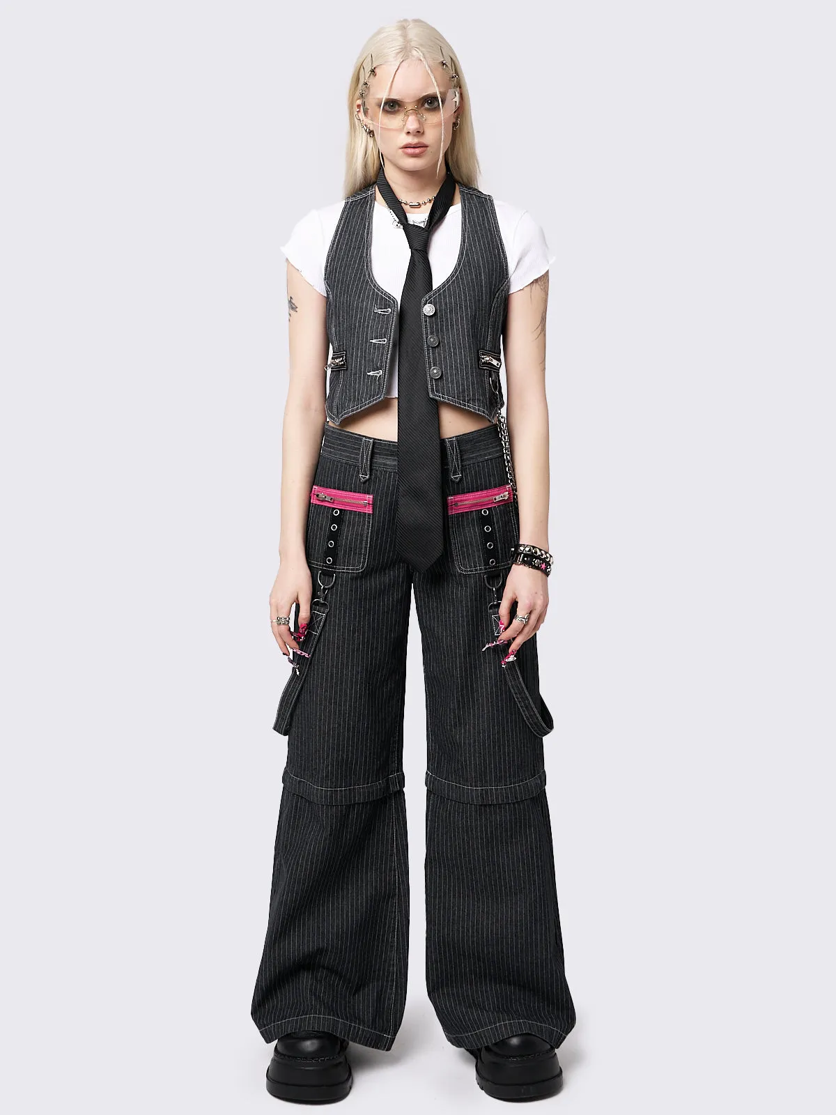 Rebellious Pinstripe Denim Waistcoat