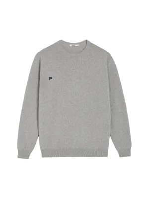 Recycled Cashmere Crewneck Sweatshirt—pale grey melange