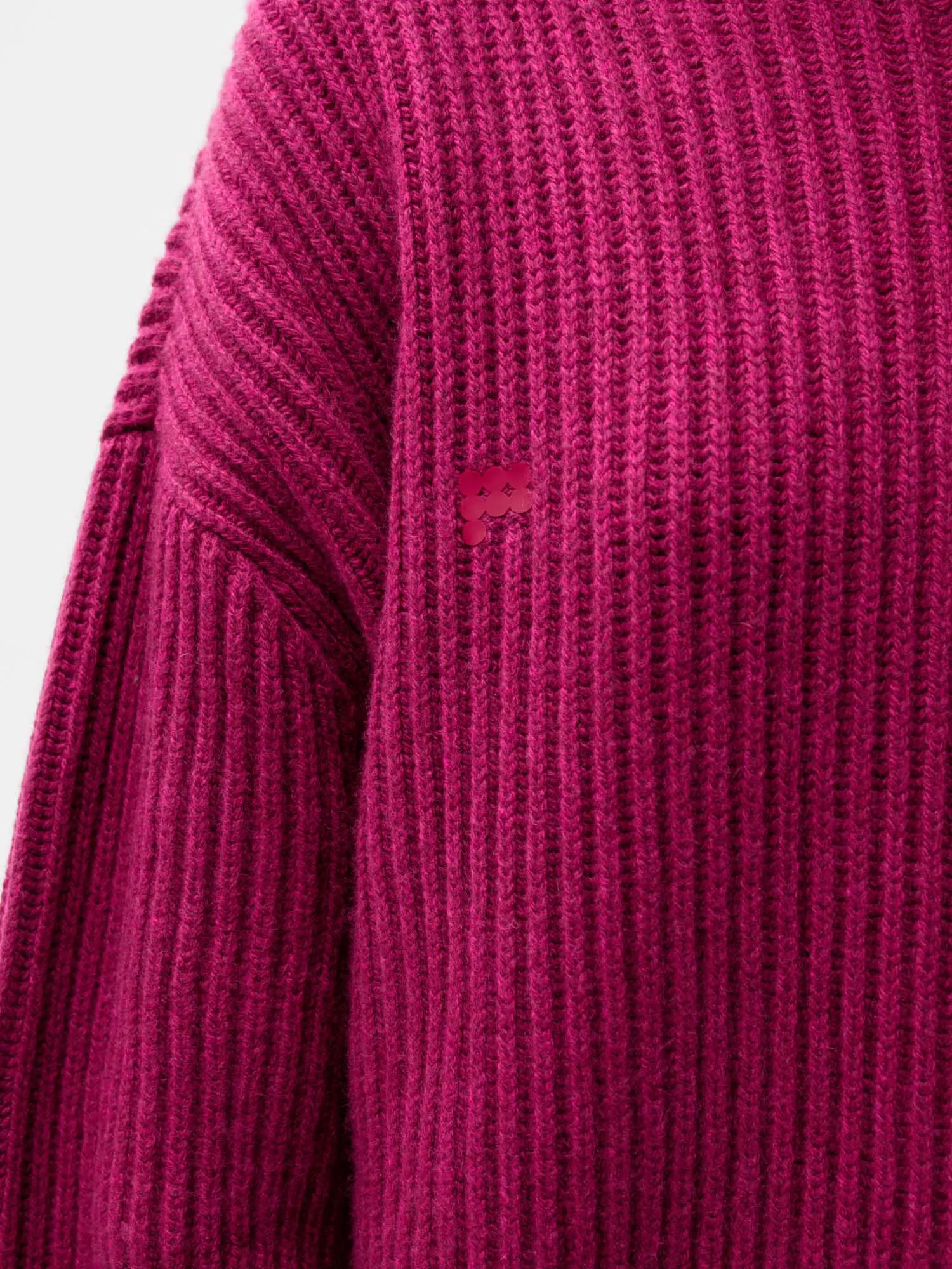 Recycled Cashmere Funnel-Neck Sweater—plum purple