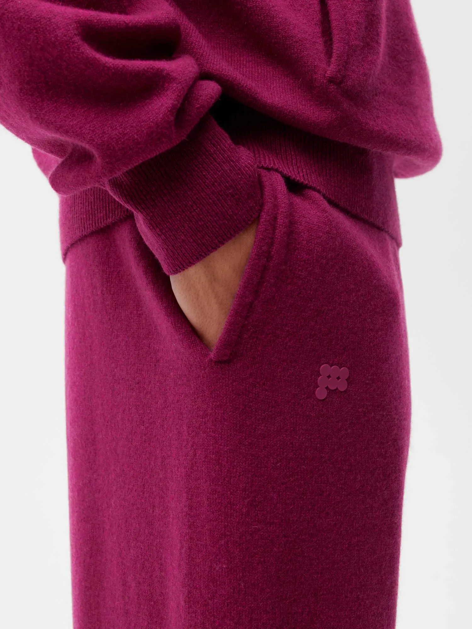 Recycled Cashmere Track Pants—plum purple