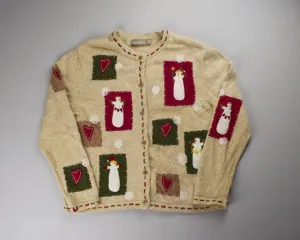 Red, Green And Tan All Over-Small Christmas Sweater