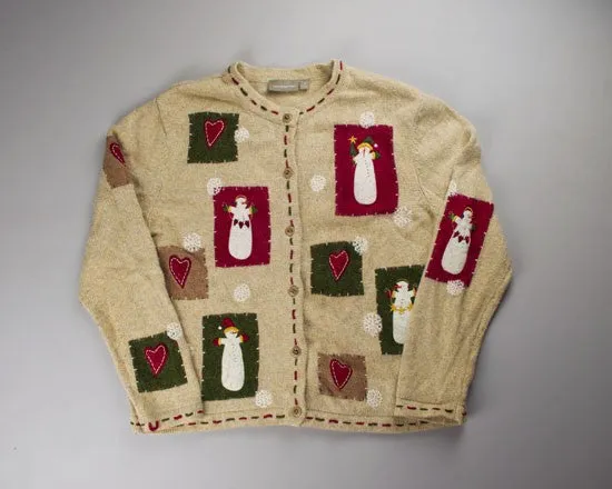 Red, Green And Tan All Over-Small Christmas Sweater