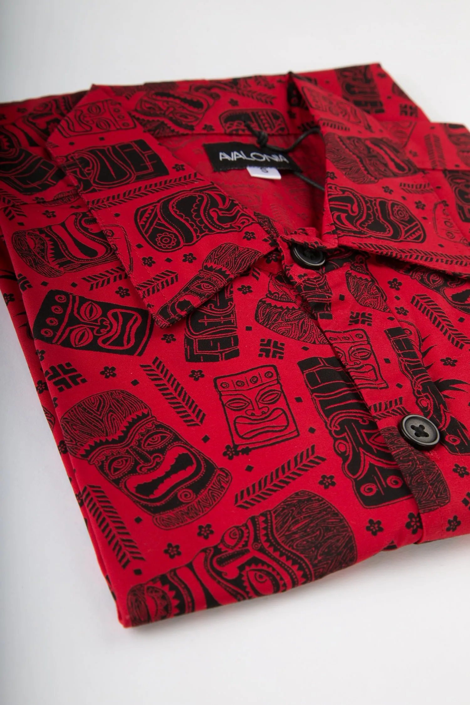 Red Totem Aztec Print Cotton Slim Fit Mens Shirt Long Sleeve