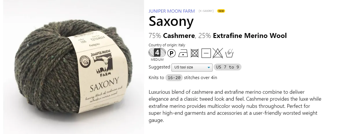 SAXONY YARN - JUNIPER MOON FARM