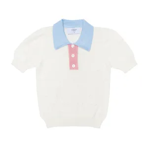 Seamless Knit Polo Shirt Wave White