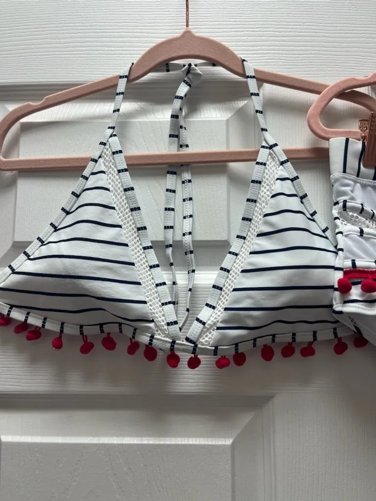 Striped 2 Piece Swimsuit Sz L