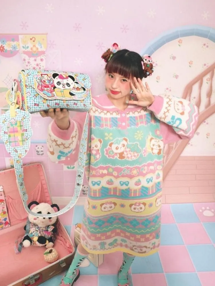 Striped Cute Mink Warm Knit Sweater Dress【s0000006113】