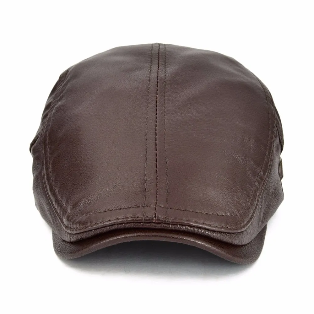 Timeless Newsboy Retro Leather Flat Cap