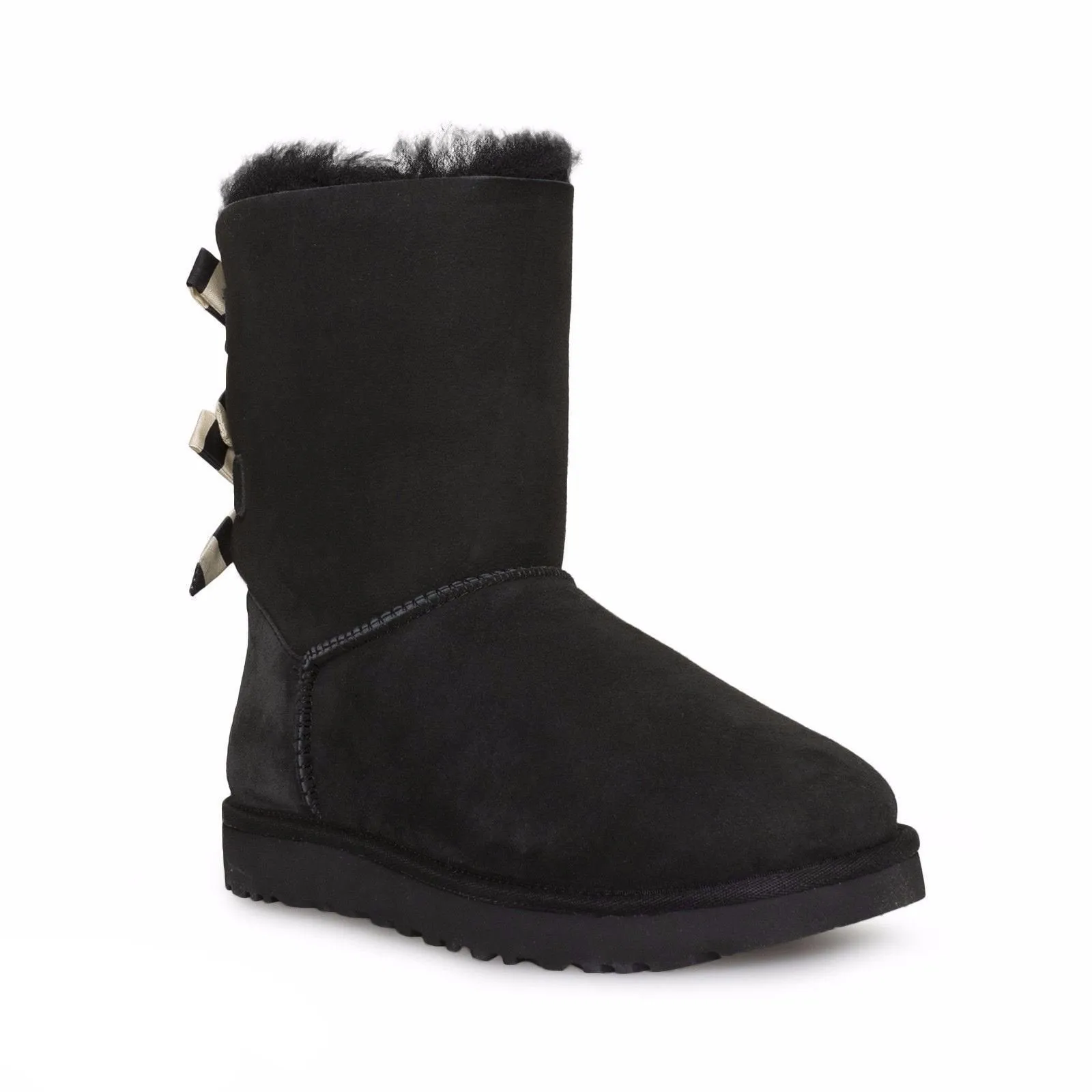 UGG Bailey Bow Stripe Black Boots