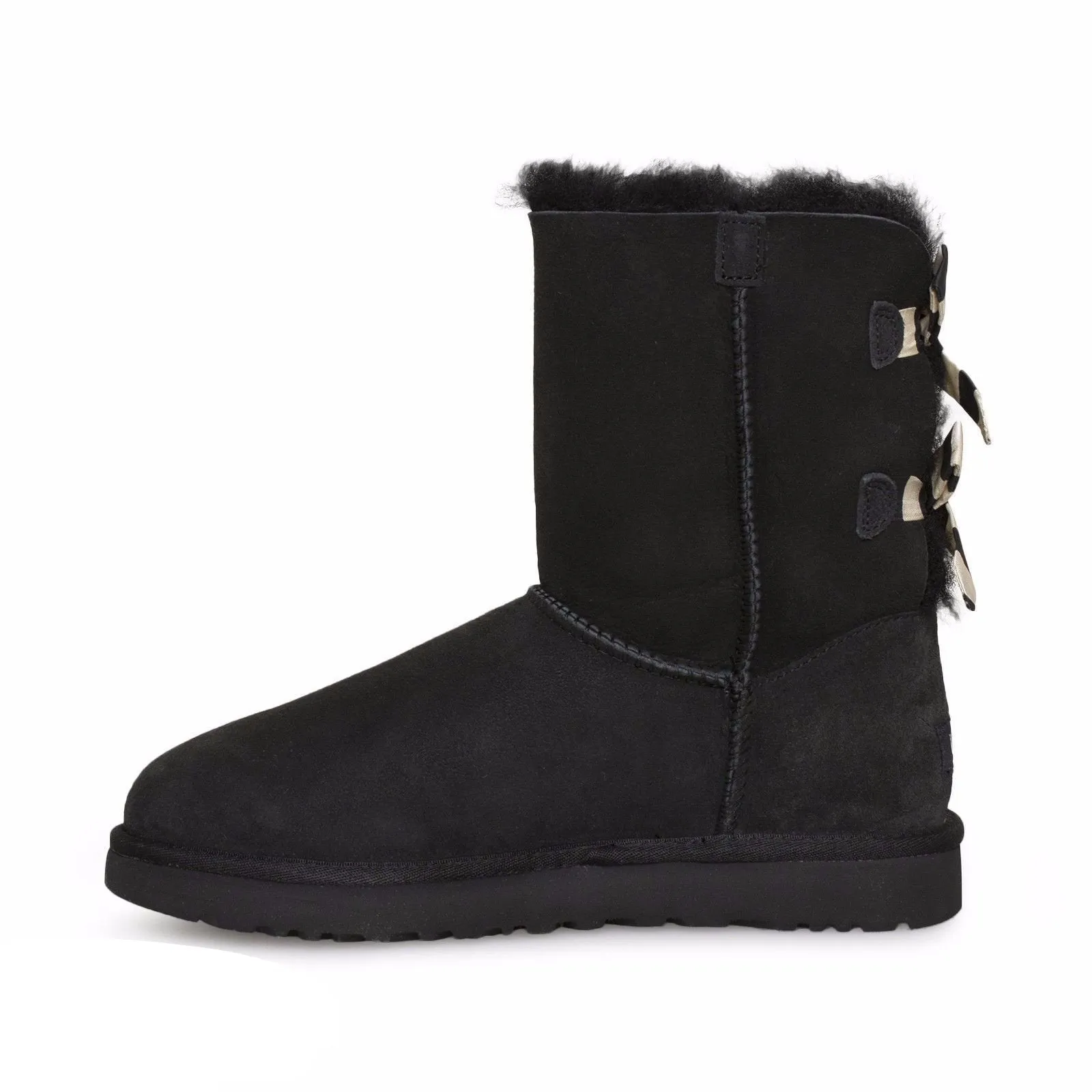 UGG Bailey Bow Stripe Black Boots