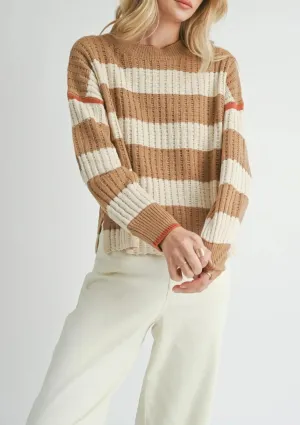 Violette Striped Crewneck Sweater - Ivory Brown