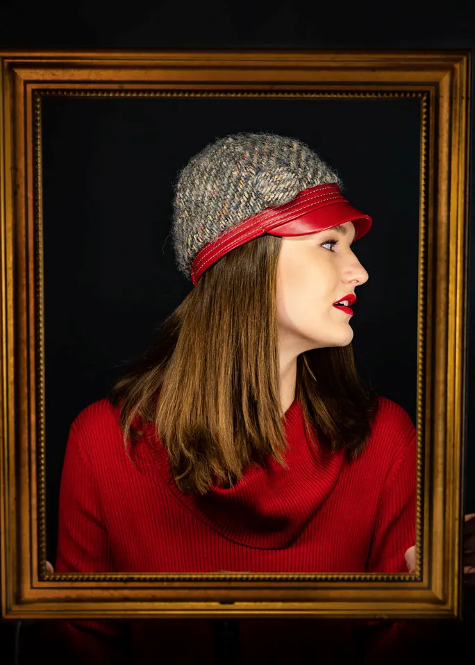 Women's Angora Knit And Leather Cap -  Save 40%