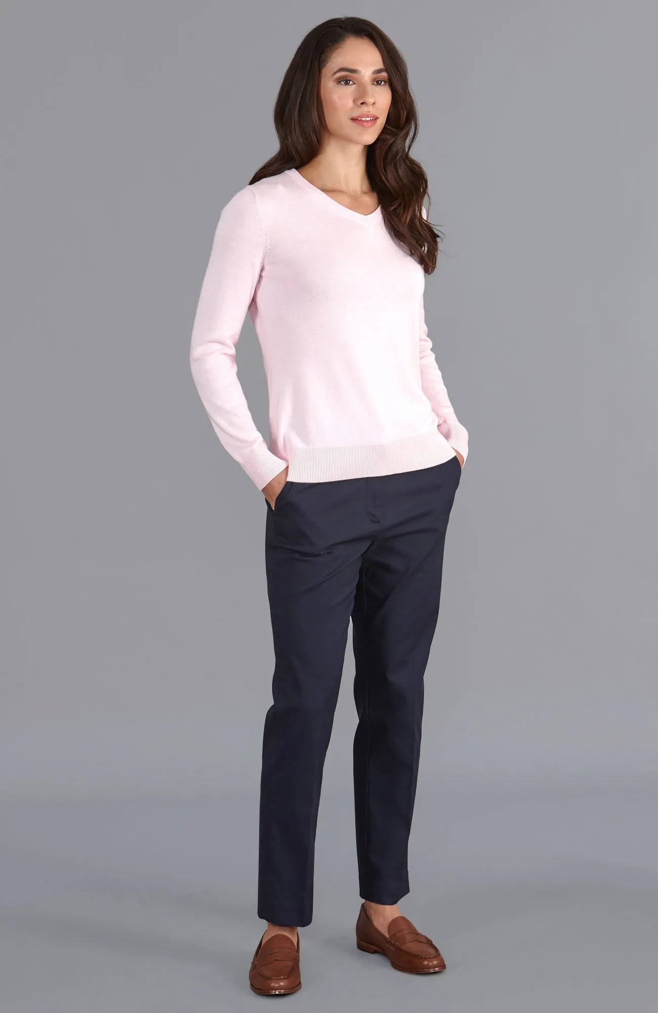 Womens Pure Cotton V-Neck Jumper