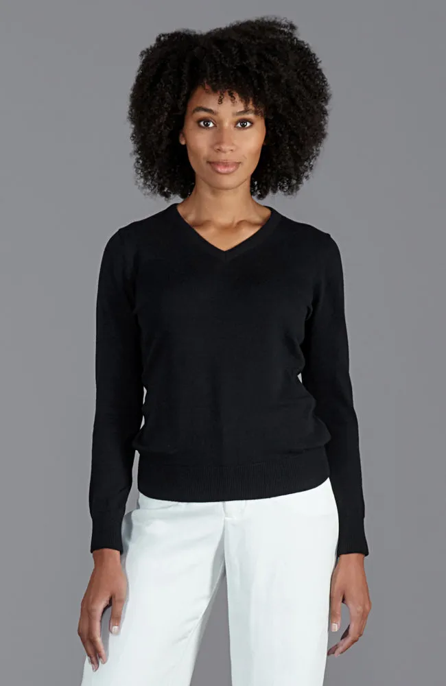 Womens Pure Cotton V-Neck Jumper