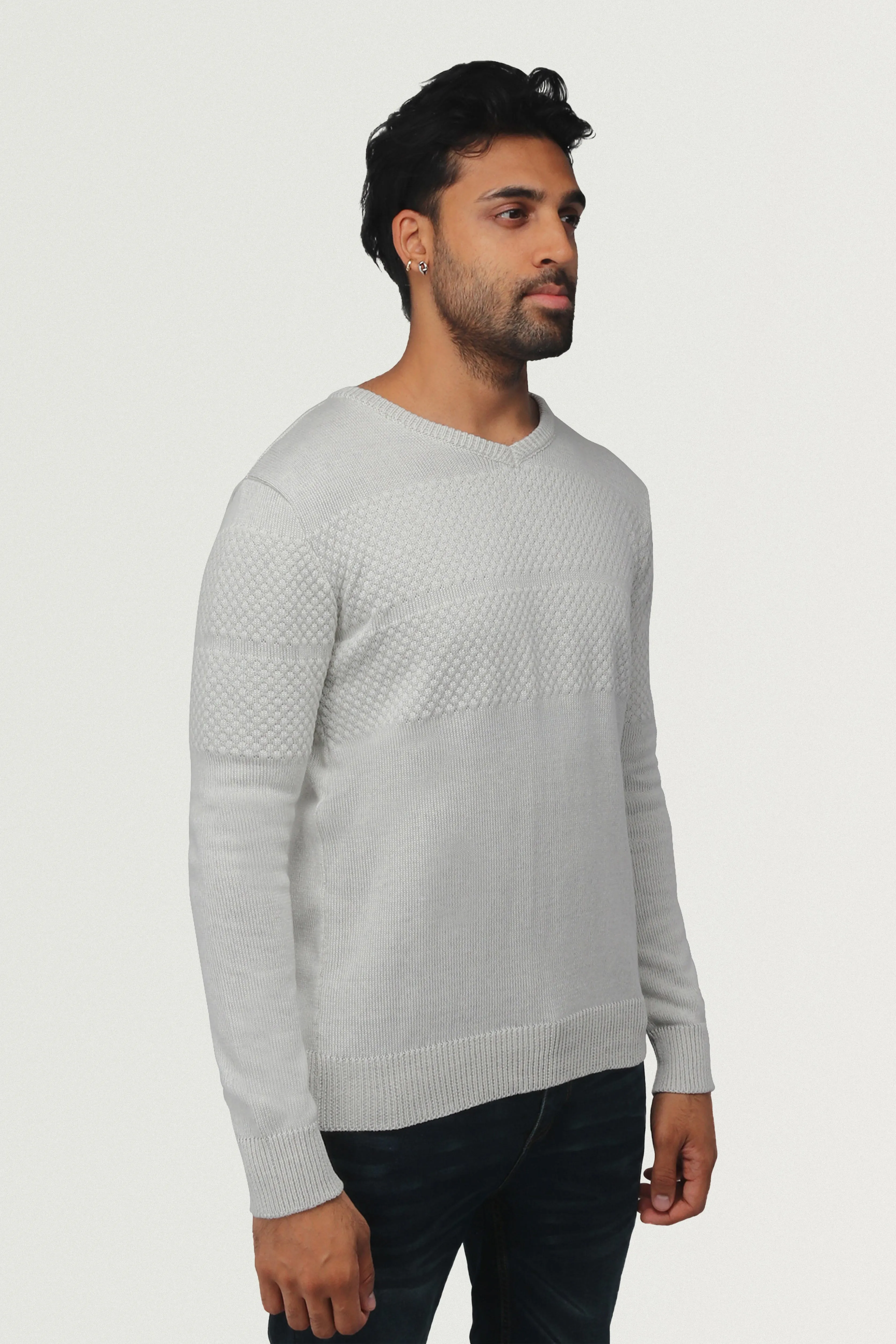 X RAY Men's Honeycomb V-neck Knit Sweater