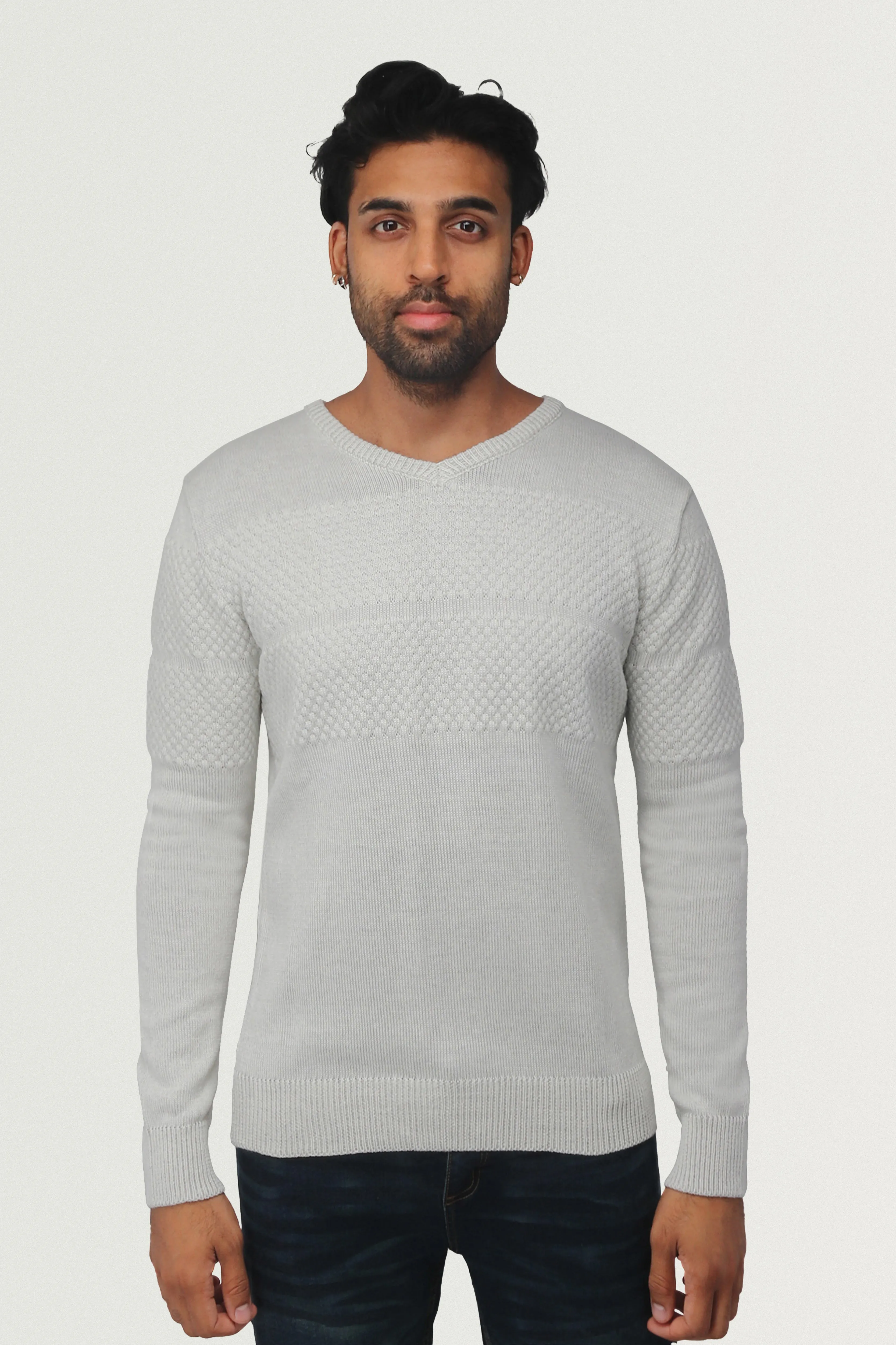 X RAY Men's Honeycomb V-neck Knit Sweater