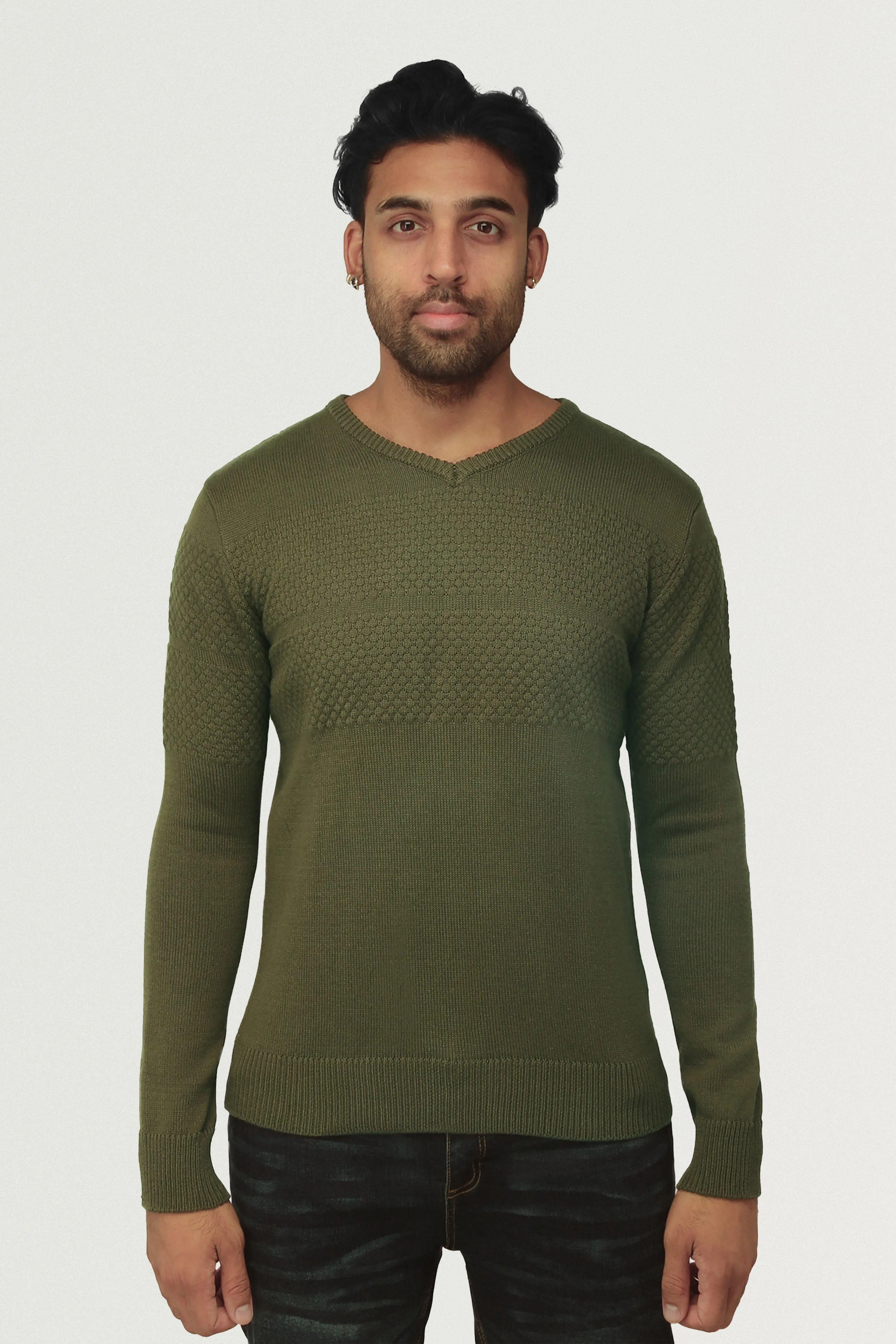 X RAY Men's Honeycomb V-neck Knit Sweater