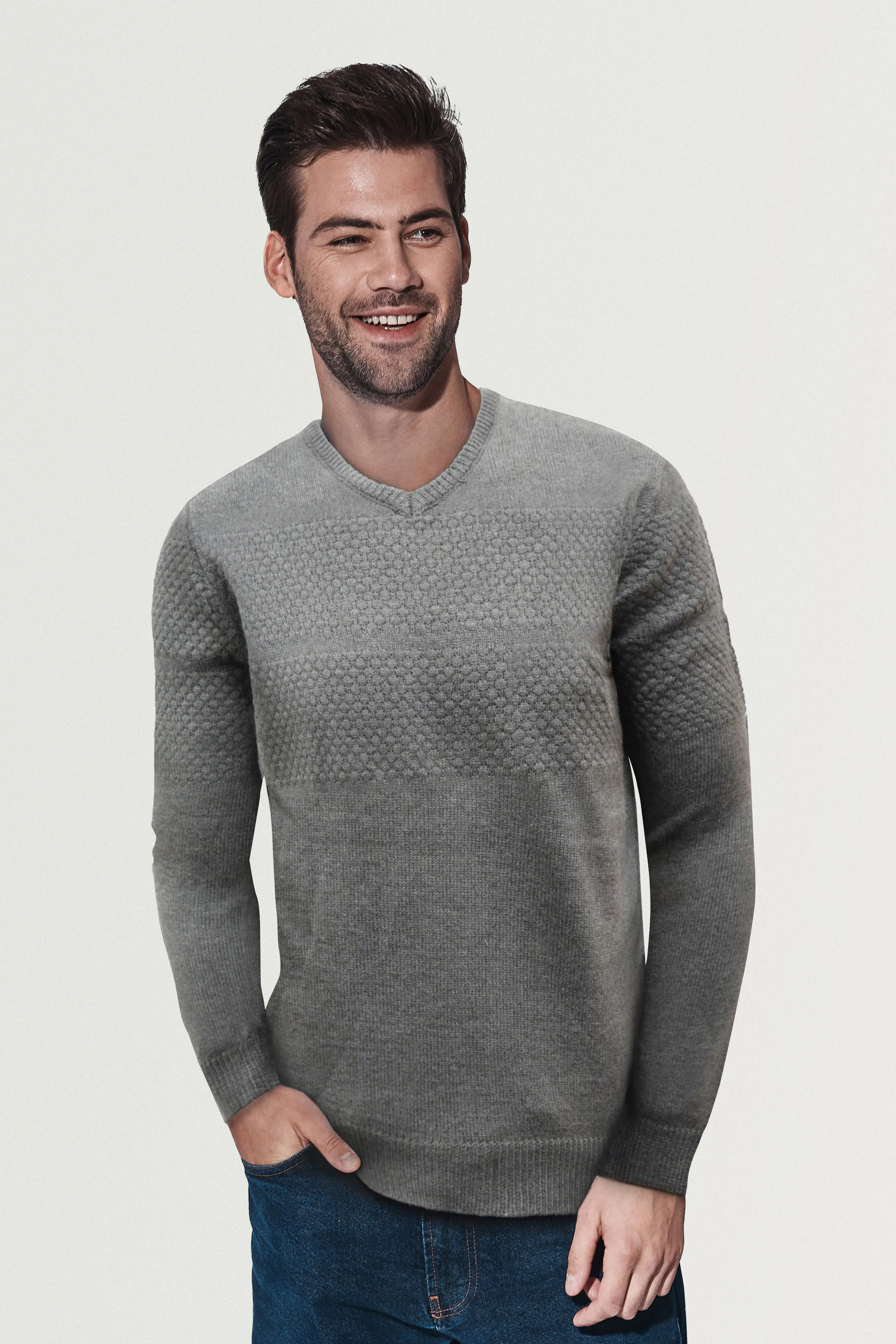 X RAY Men's Honeycomb V-neck Knit Sweater