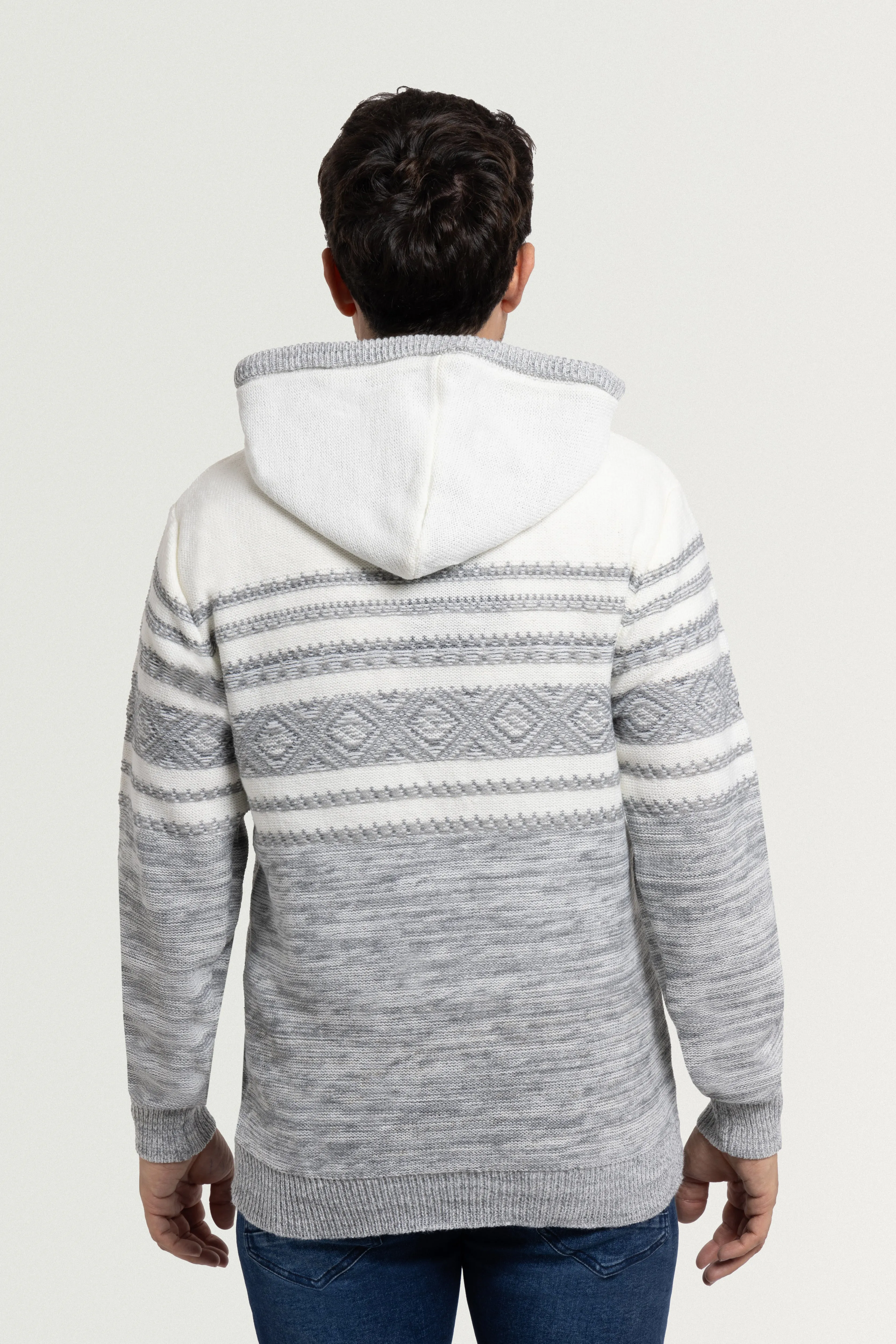 X RAY Men's Stripe Pattern Pullover Hooded Sweater