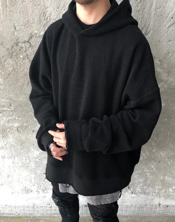 XS-6XL Oversized Cross Stitching Hoodie / Raw Edge Hoodie